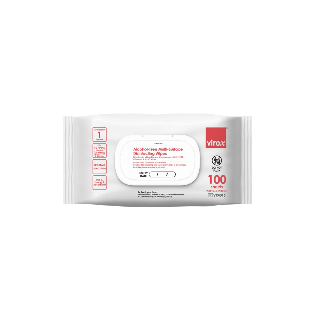 Virox alcohol free Multi-surface disinfecting wipes 100s 200 x200mm