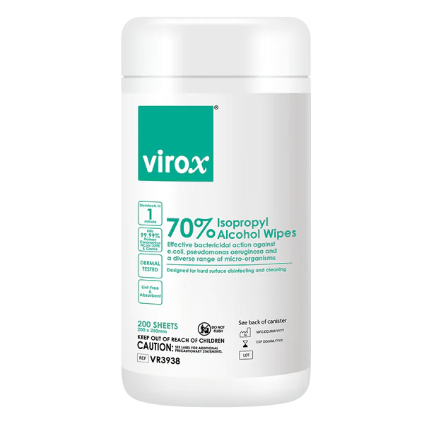 Virox 70% Alcohol Wipes 200s canister- 200x250mm